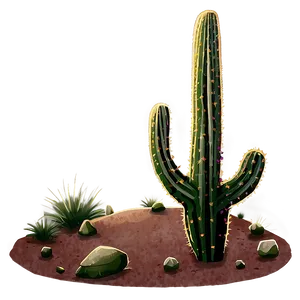 Cactus Under Starry Sky PNG Rao25