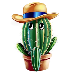Cactus Wearing Hat PNG 6