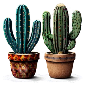 Cactus With Abstract Pot PNG 06282024