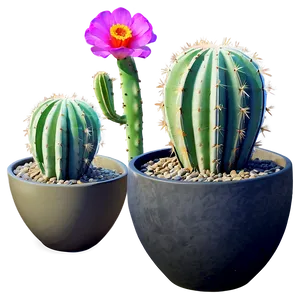 Cactus With Abstract Pot PNG Qec PNG