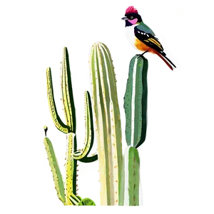 Cactus With Bird Perched PNG 06282024 PNG