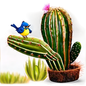 Cactus With Bird Perched PNG 62 PNG