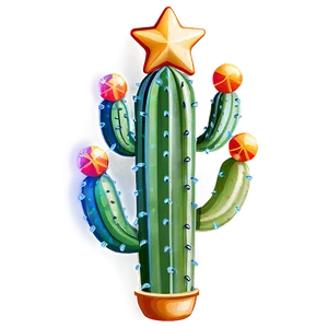 Cactus With Christmas Lights PNG Aeb