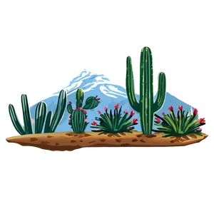 Cactus With Mountain Backdrop PNG 06282024