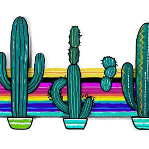 Cactus With Serape Pattern PNG Ybn17 PNG