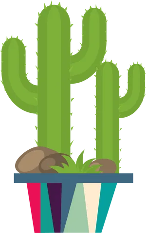 Cactusin Colorful Pot Vector PNG image