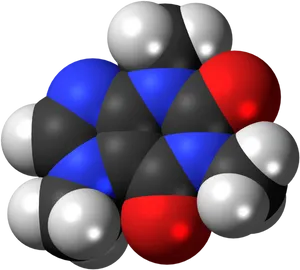 Caffeine Molecule3 D Model PNG image