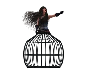 Caged Woman Artistic Representation