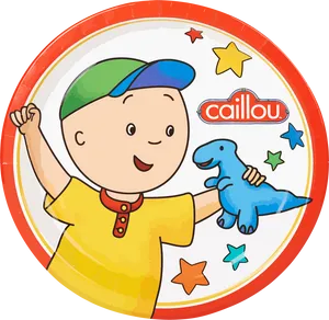 Caillou Animated Character Plate Design PNG image