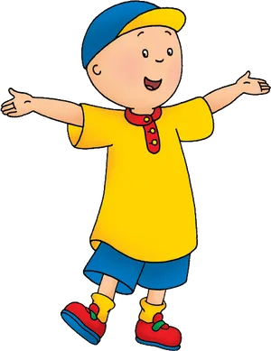 Caillou Cartoon Character Welcoming Pose PNG image
