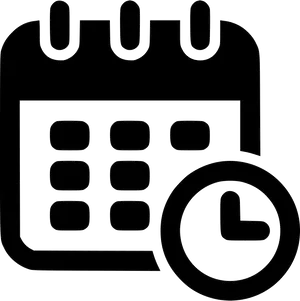 Calendar Clock Icon Blackand White PNG image