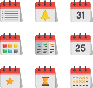Calendar Icons Set PNG image
