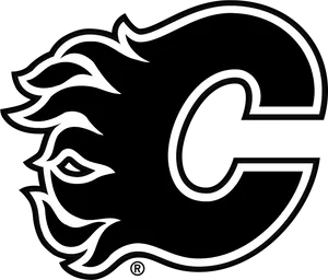 Calgary Flames Logo Blackand White PNG image