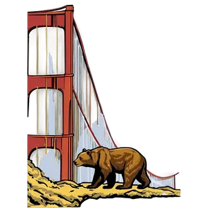 California Bear And Golden Gate PNG 06262024