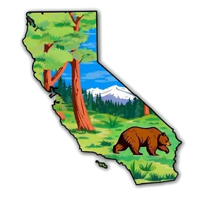 California Bear And Map PNG 06262024