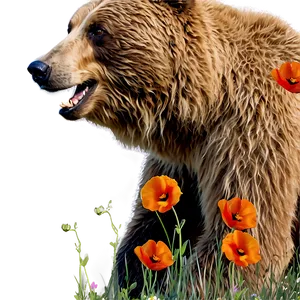 California Bear And Poppy Flowers PNG Jpd54 PNG
