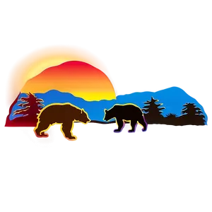 California Bear Sunset Scene PNG 59