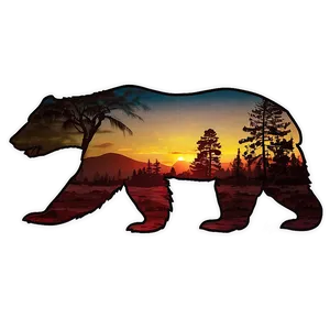 California Bear Sunset Scene PNG Hph42