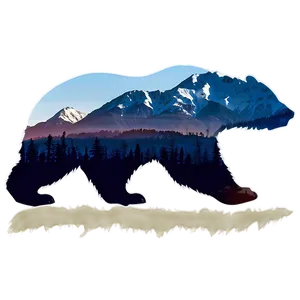 California Bear With Mountains Background PNG 27