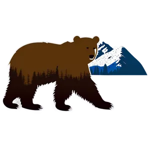 California Bear With Mountains Background PNG Dbn99