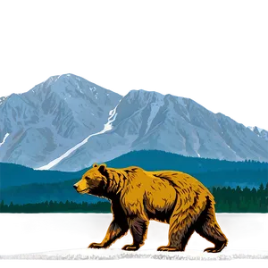 California Bear With Mountains Background PNG Oja69 PNG
