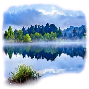 Calm Lake Mist PNG Cma81