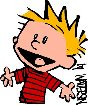 Calvin Excited Expression PNG image