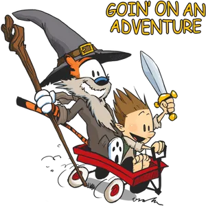 Calvinand Hobbes Adventure Wagon PNG image