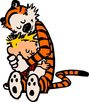 Calvinand Hobbes Embrace PNG image