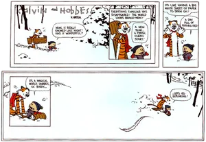 Calvinand Hobbes Snow Exploration PNG image
