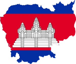 Cambodia Flag Map PNG image