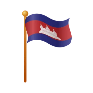 Cambodian National Flag Waving PNG image