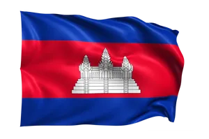 Cambodian National Flag Waving PNG image