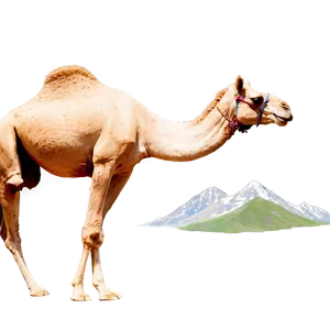 Camel With Mountains Background PNG Ofl PNG
