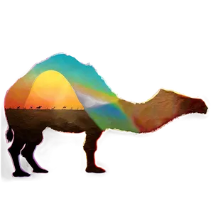 Camel With Sunset Background PNG 40
