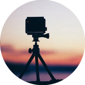 Camera Tripod Sunset Silhouette PNG image