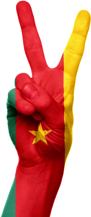 Cameroon Flag Peace Sign PNG image