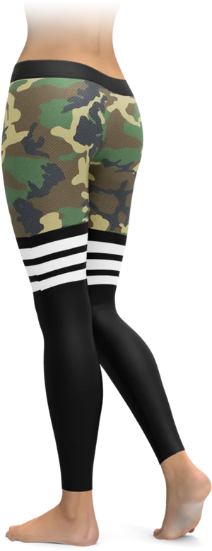 Camo Stripe Leggings Fashion PNG image