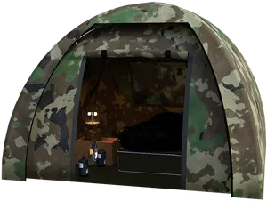Camo Tent Interior Setup PNG image