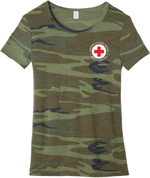 Camo Tshirt Red Cross Logo PNG image