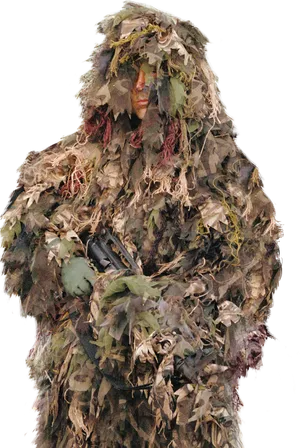 Camouflaged Sniperin Ghillie Suit