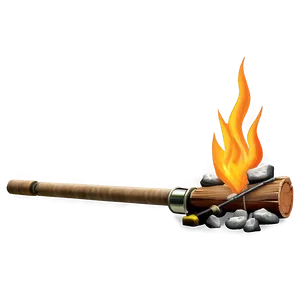 Campfire And Fishing Rod PNG Qrq89