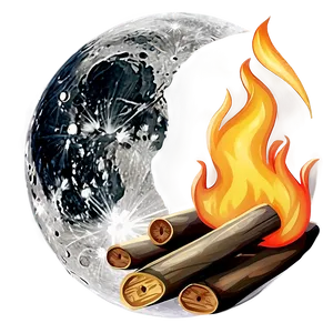 Campfire And Full Moon PNG 89 PNG