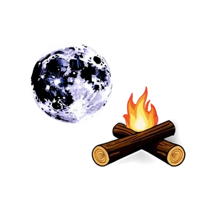 Campfire And Full Moon PNG Llb PNG