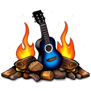 Campfire And Guitar PNG 05242024