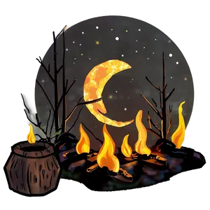 Campfire And Moon PNG 05242024