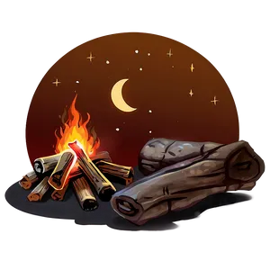 Campfire And Moon PNG Acq