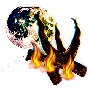 Campfire And Moon PNG Atl