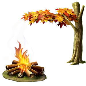 Campfire In Autumn Forest PNG Kpt9 PNG