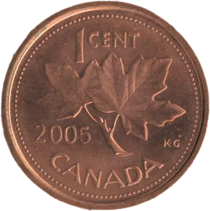 Canadian Penny2005with Maple Leaves PNG image
